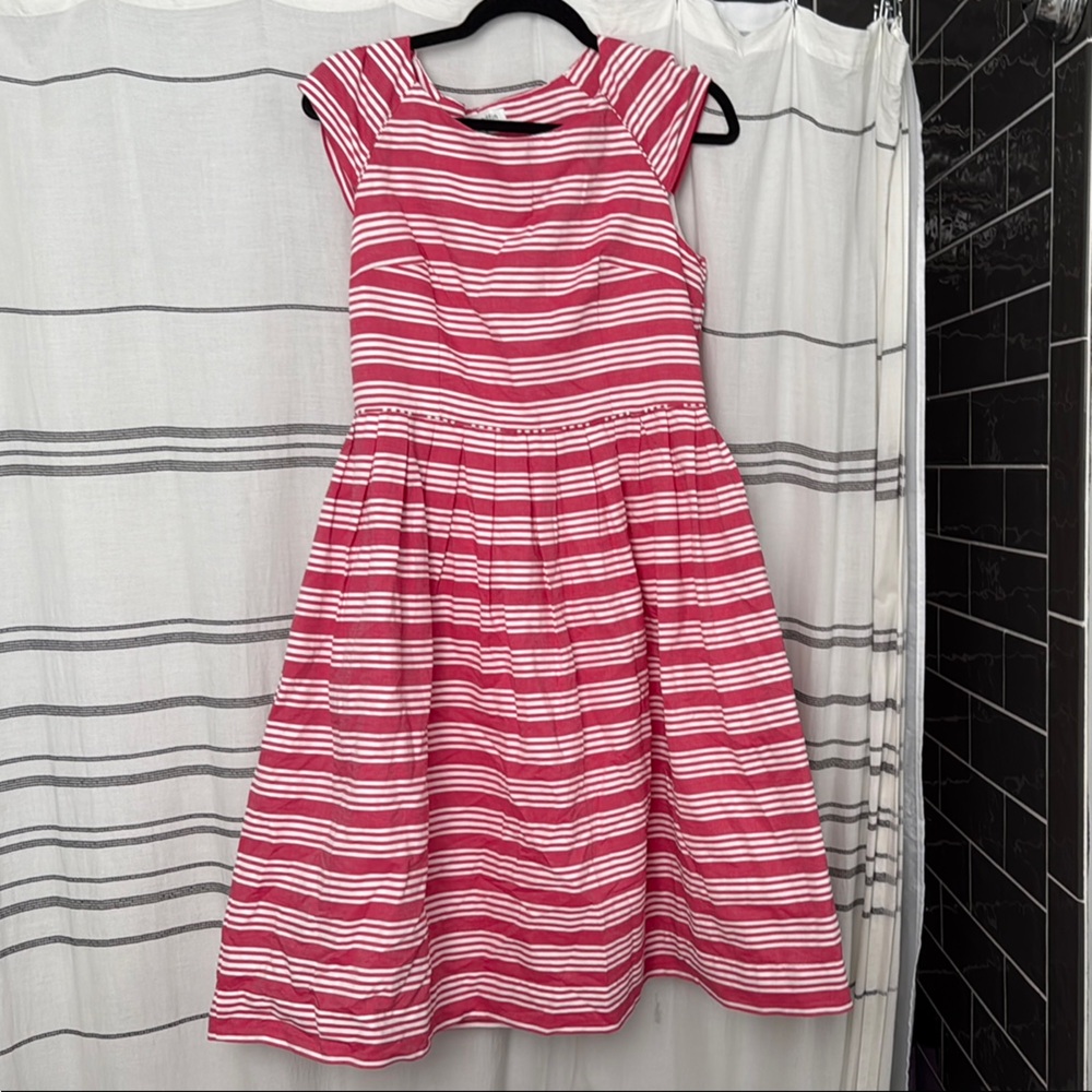 NWOT emilyandfin fit & flare pink/white striped dress